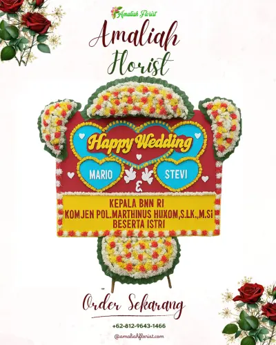 Karangan Papan Bunga Pernikahan kalicari